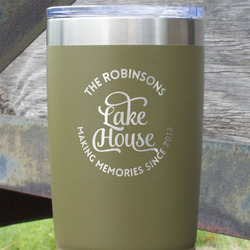 Lake House #2 20 oz Stainless Steel Tumbler - Olive - Single Sided (Personalized)