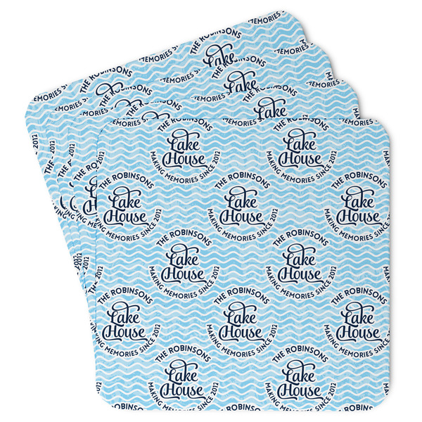 Custom Lake House #2 Paper Coasters w/ Name All Over