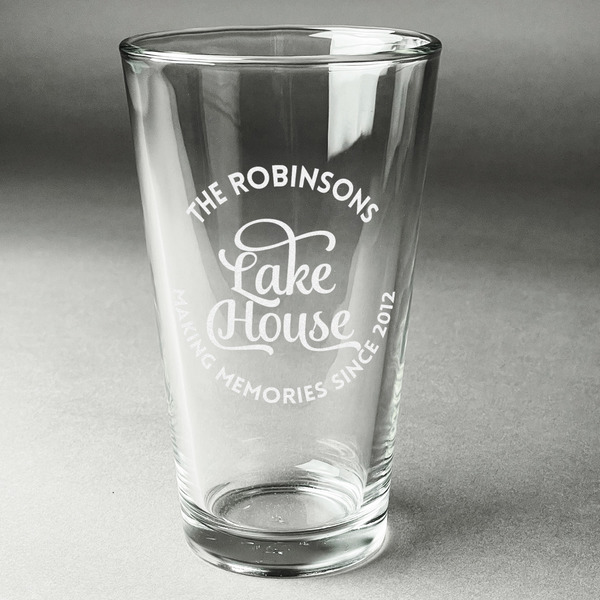 Custom Lake House #2 Pint Glass - Engraved (Personalized)