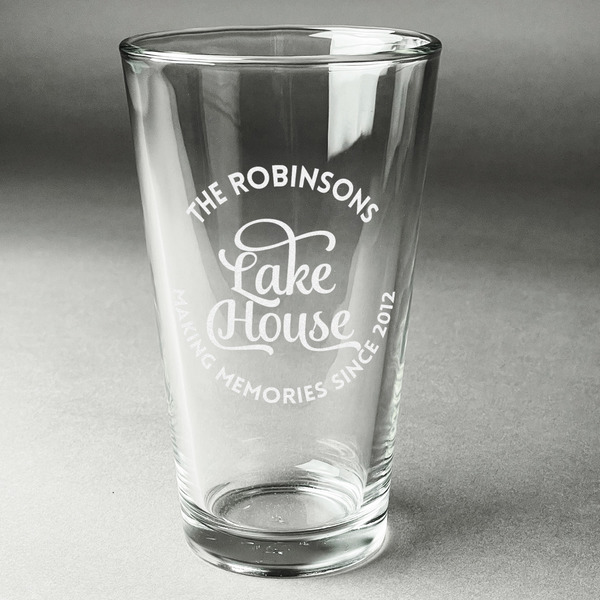 Custom Lake House #2 Pint Glass - Engraved (Single) (Personalized)