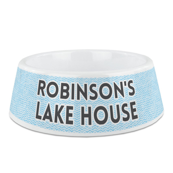 Custom Lake House #2 Plastic Dog Bowl - Medium (Personalized)