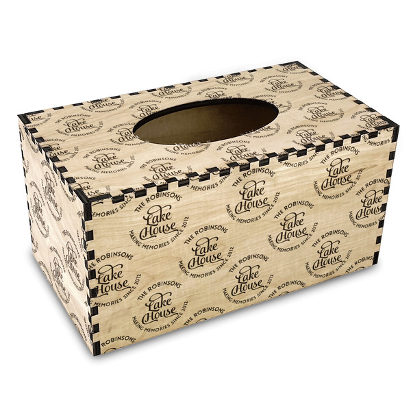 Custom Lake House #2 Wood Tissue Box Cover - Rectangle (Personalized)
