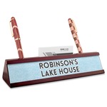 Lake House #2 Red Mahogany Nameplate with Business Card Holder (Personalized)