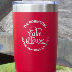 Lake House #2 20 oz Stainless Steel Tumbler - Red - Single Sided (Personalized)