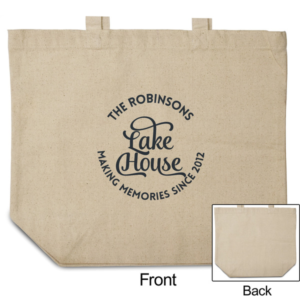 Lake House #2 Reusable Cotton Grocery Bag - Front & Back View