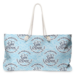 Lake House #2 Large Tote Bag with Rope Handles (Personalized)