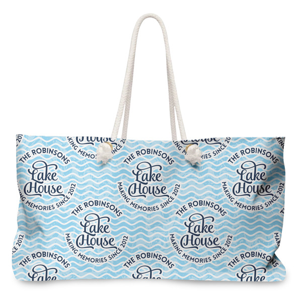 Custom Lake House #2 Large Tote Bag with Rope Handles (Personalized)