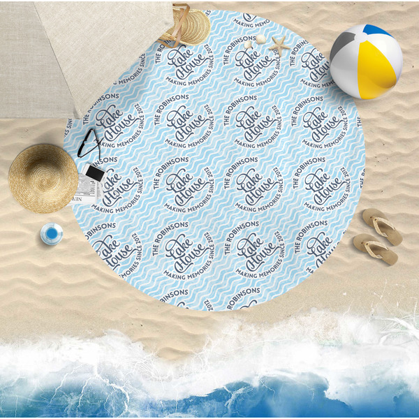 Lake House #2 Round Beach Towel Lifestyle