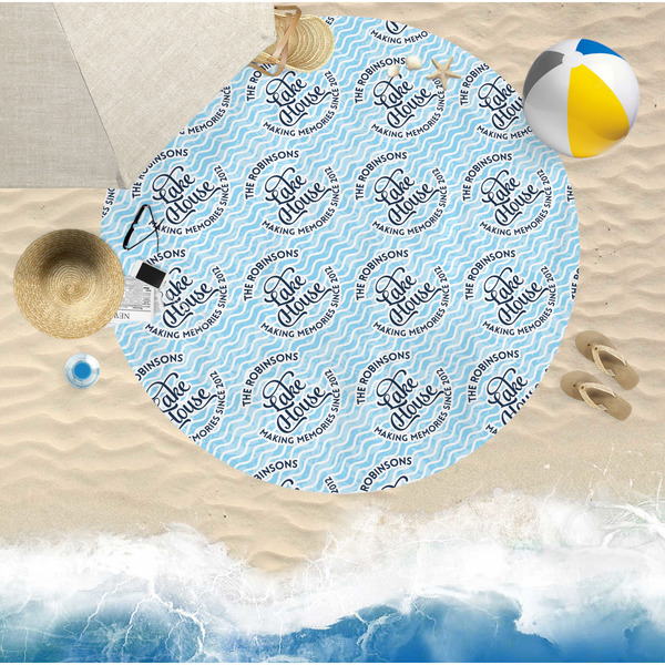 Lake House #2 Round Beach Towel Lifestyle