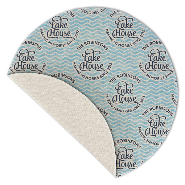 Lake House #2 Round Linen Placemats - Front (folded corner single sided)