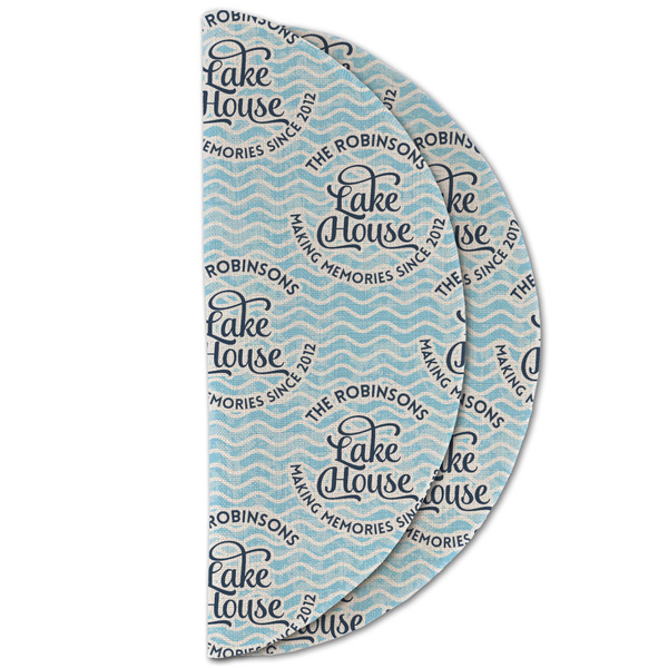Lake House #2 Round Linen Placemats - HALF FOLDED (double sided)