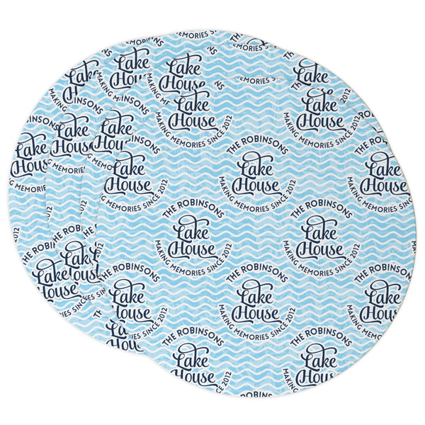 Custom Lake House #2 Round Paper Coasters w/ Name All Over