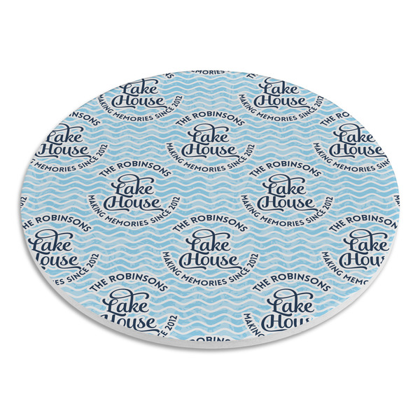 Lake House #2 Round Stone Trivet - Angle View