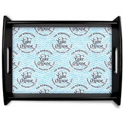 Lake House #2 Black Wooden Tray - Large (Personalized)