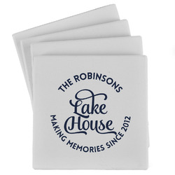 Lake House #2 Absorbent Stone Coasters - Set of 4 (Personalized)