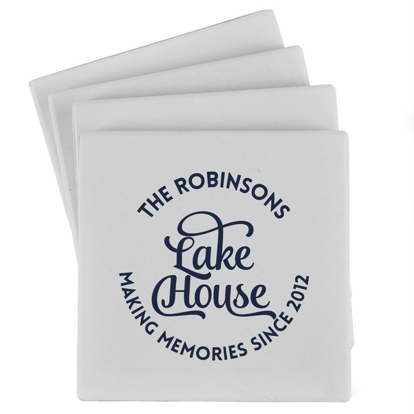 Custom Lake House #2 Absorbent Stone Coasters - Set of 4 (Personalized)