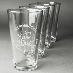 Lake House #2 Pint Glasses - Engraved (Set of 4) (Personalized)