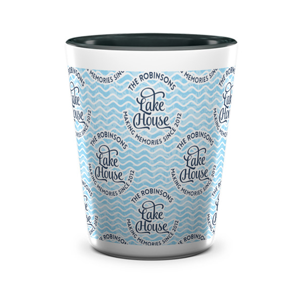 Custom Lake House #2 Ceramic Shot Glass - 1.5 oz - Two Tone - Set of 4 (Personalized)