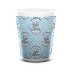 Lake House #2 Ceramic Shot Glass - 1.5 oz - White - Set of 4 (Personalized)