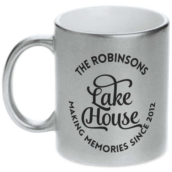 Custom Lake House #2 Metallic Silver Mug (Personalized)