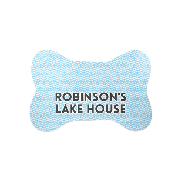 Custom Lake House #2 Bone Shaped Dog Food Mat (Small) (Personalized)