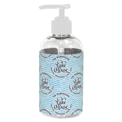 Lake House #2 Plastic Soap / Lotion Dispenser (8 oz - Small - White) (Personalized)