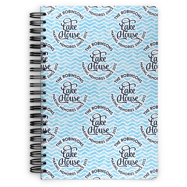 Custom Lake House #2 Spiral Notebook - 7x10 w/ Name All Over