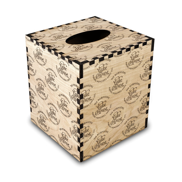 Custom Lake House #2 Wood Tissue Box Cover (Personalized)