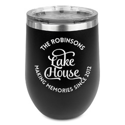 Lake House #2 Stemless Stainless Steel Wine Tumbler - Black - Single Sided (Personalized)