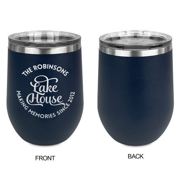 Lake House #2 Stainless Wine Tumblers - Navy - Single Sided - Approval