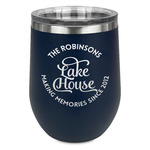 Lake House #2 Stemless Stainless Steel Wine Tumbler - Navy - Single Sided (Personalized)
