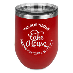 Lake House #2 Stemless Stainless Steel Wine Tumbler - Red - Double Sided (Personalized)