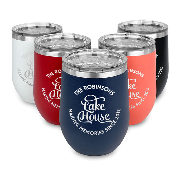 Lake House #2 Steel Wine Tumblers Multiple Colors