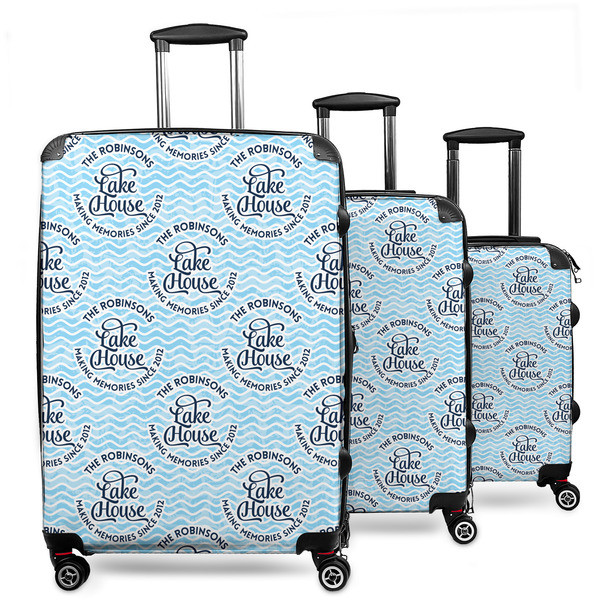 Custom Lake House #2 3 Piece Luggage Set - 20" Carry On, 24" Medium Checked, 28" Large Checked (Personalized)