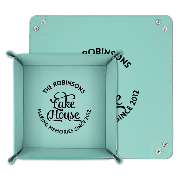 Lake House #2 Teal Faux Leather Valet Trays - PARENT MAIN