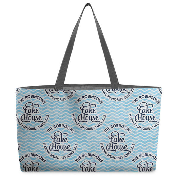 Custom Lake House #2 Beach Totes Bag - w/ Black Handles (Personalized)