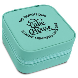 Lake House #2 Travel Jewelry Box - Teal Leather (Personalized)