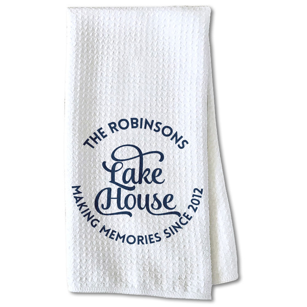 Custom Lake House #2 Kitchen Towel - Waffle Weave - Partial Print (Personalized)