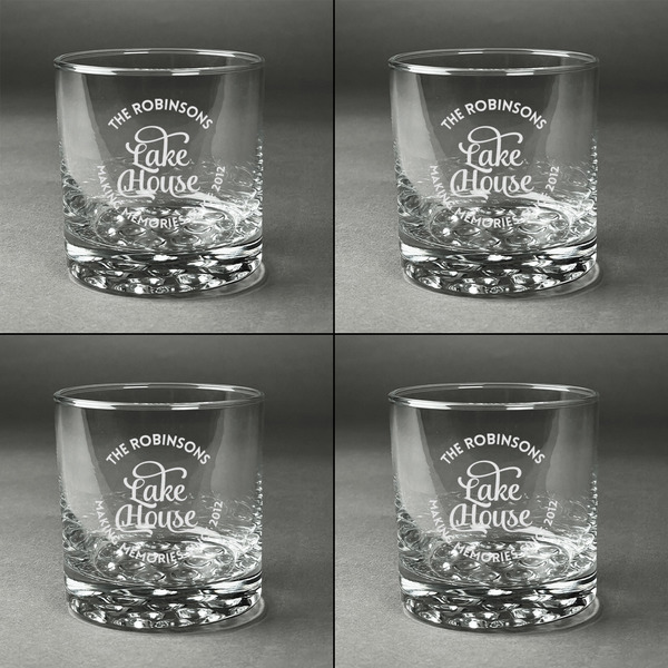 Lake House #2 Whiskey Glasses - Set of 4 all Engraved
