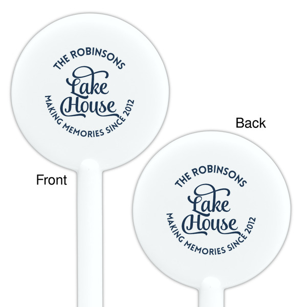 Lake House #2 White Plastic 5.5" Stir Stick - Double Sided - Round - Front & Back