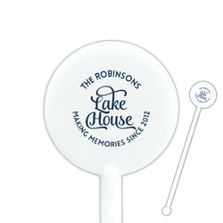 Lake House #2 5.5" Round Plastic Stir Sticks - White - Single Sided (Personalized)