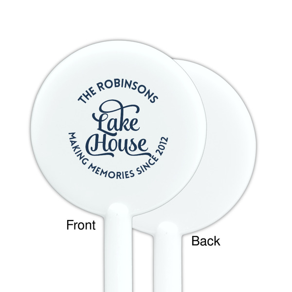 Lake House #2 White Plastic 5.5" Stir Stick - Single Sided - Round - Front & Back