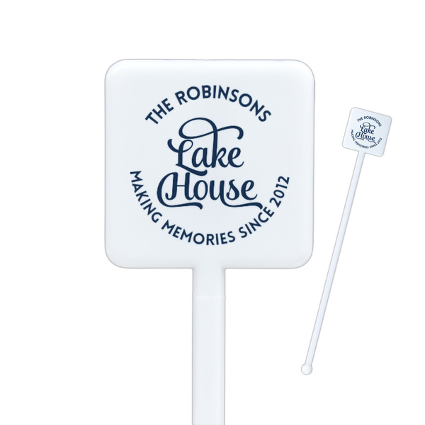 Custom Lake House #2 Square Plastic Stir Sticks (Personalized)