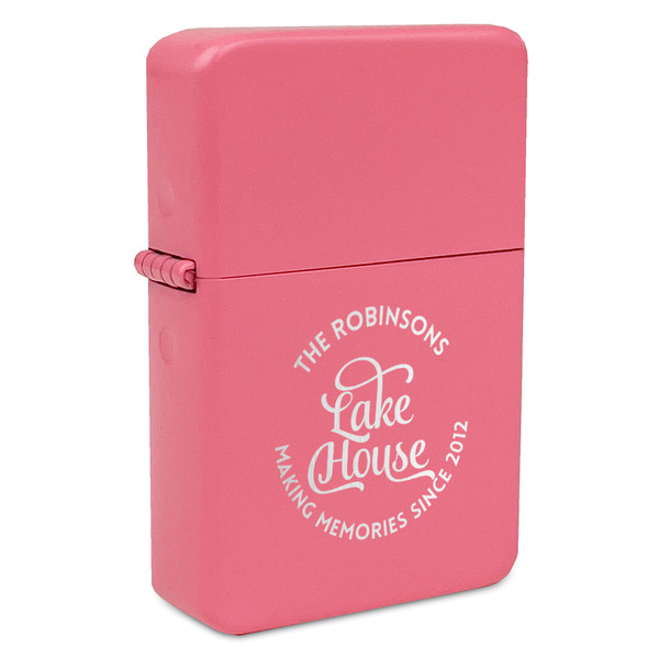 Custom Lake House #2 Windproof Lighter - Pink - Single Sided (Personalized)