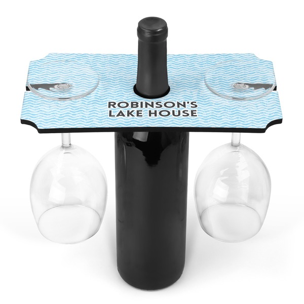 Custom Lake House #2 Wine Bottle & Glass Holder (Personalized)