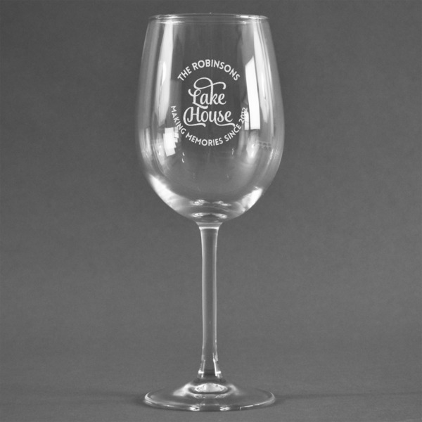 Custom Lake House #2 Wine Glass (Single) (Personalized)