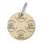 Lake House #2 Wood Luggage Tag - Round (Personalized)