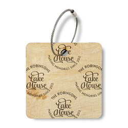 Lake House #2 Wood Luggage Tag - Square (Personalized)
