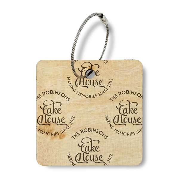 Custom Lake House #2 Wood Luggage Tag - Square (Personalized)