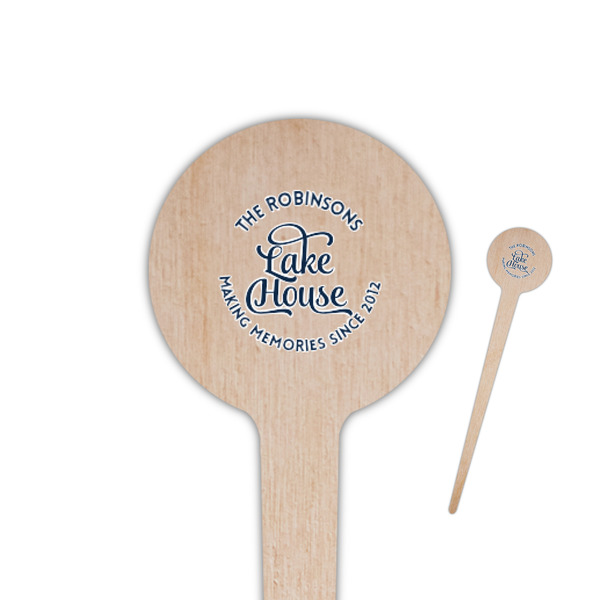 Custom Lake House #2 4" Round Wooden Food Picks - Double Sided (Personalized)
